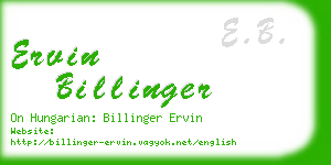 ervin billinger business card